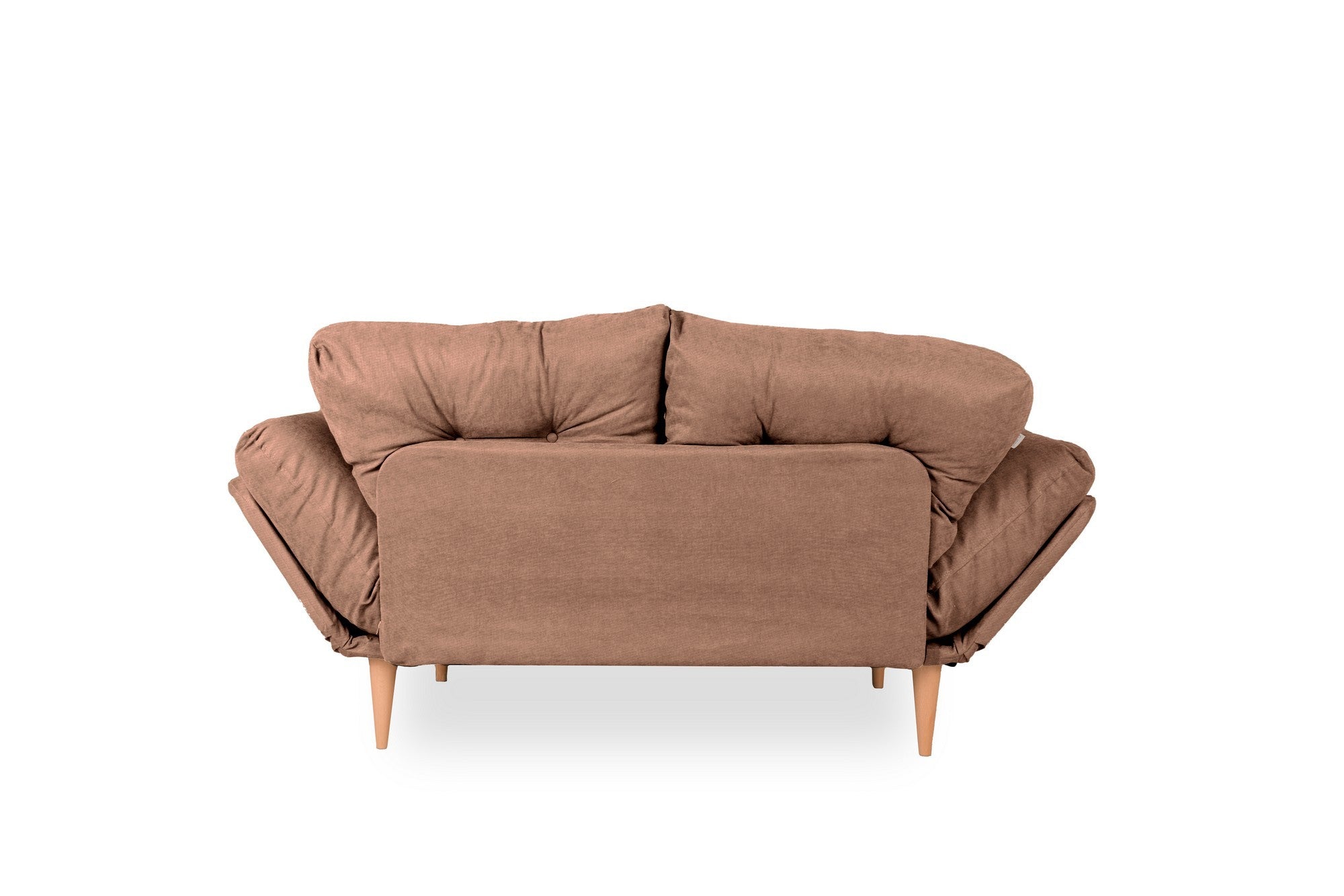 Sofá-cama moderno de 3 lugares, tecido de linho marrom claro, estrutura 100% metálica, braços ajustáveis, molas ensacadas e espuma, capacidade de 200 kg, perfeito para espaços de convivência elegantes