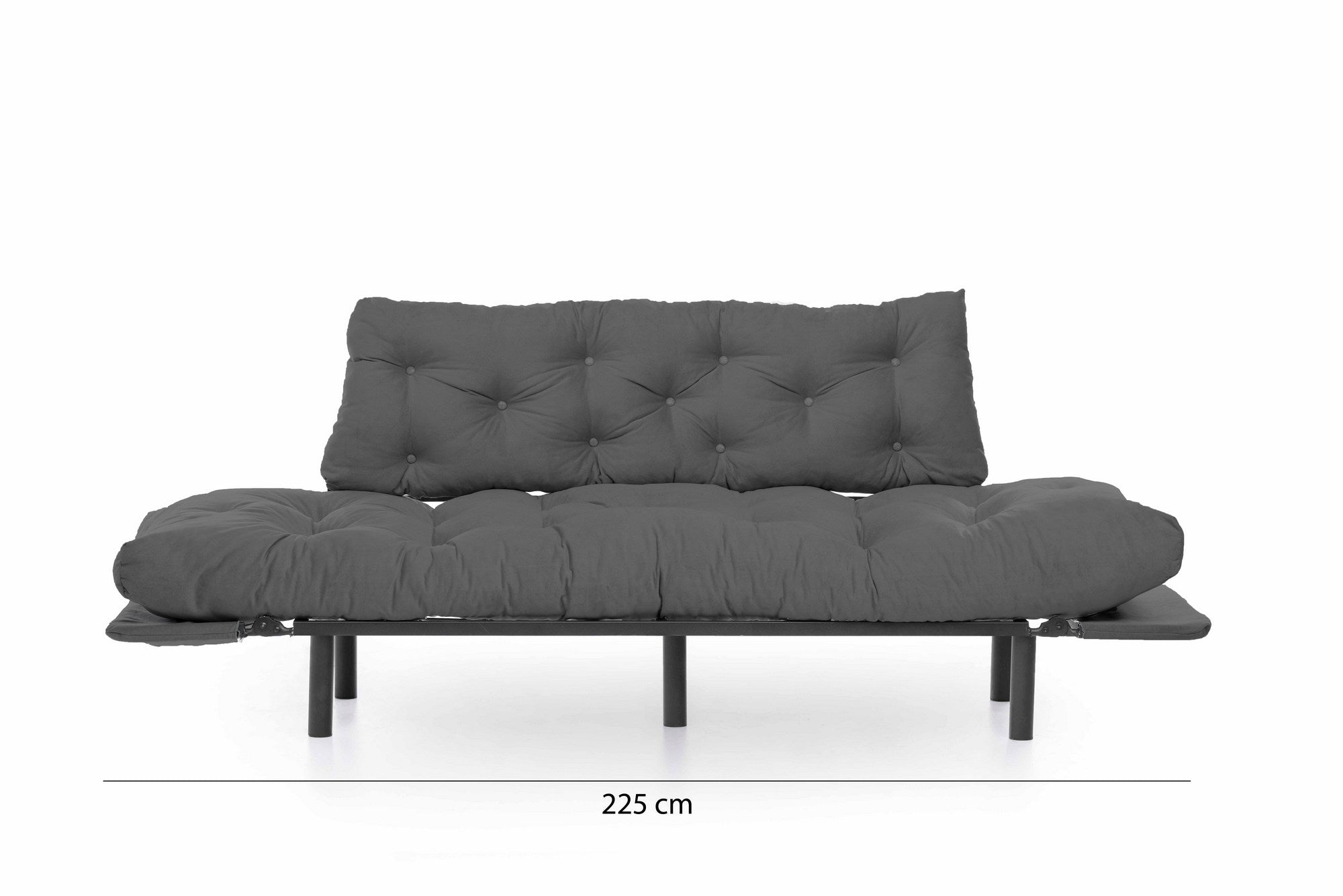 Sofá-cama moderno de 3 lugares, tecido de poliéster cinza, 185 cm | Estrutura 100% metálica, braços ajustáveis em 5 níveis, capacidade de 300 kg | Design elegante e funcional