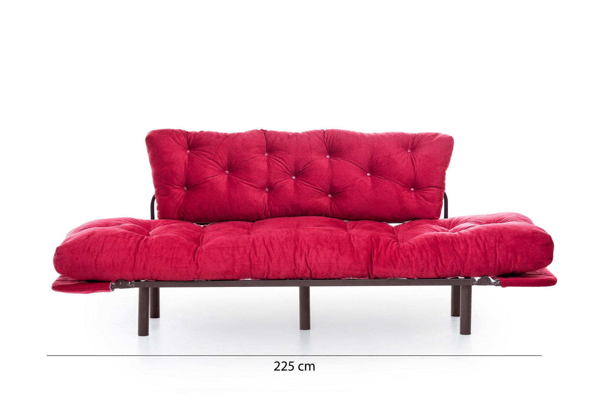 Sofá-cama moderno de 3 lugares, marrom, 185 cm | Estrutura 100% metálica, espuma 24 DNS, braços ajustáveis em 5 níveis | Elegante e funcional para casa e escritório