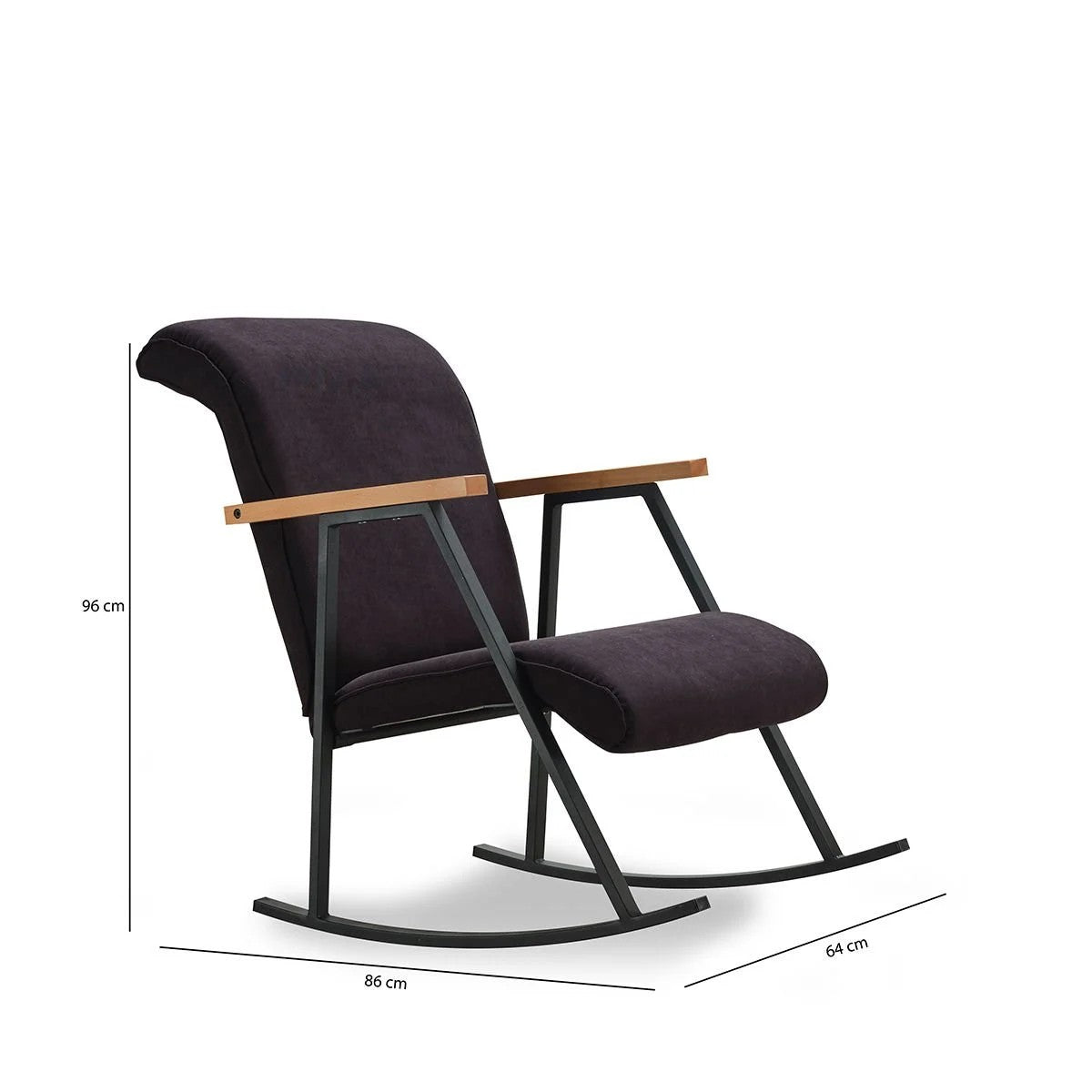 Cadeira de balanço moderna, estrutura de metal preta, 96 cm de altura | Tecido de poliéster com forro de algodão e fácil de limpar | Espuma 18 DNS para maior conforto | Design elegante e durável