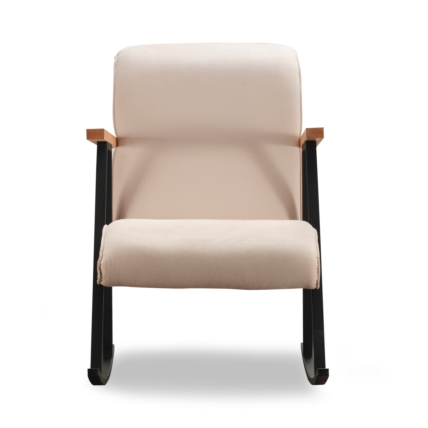 Cadeira de Balanço Moderna, Cor Creme, Estrutura 100% Metal, Tecido Fácil de Limpar, Altura Total de 96 cm, Espuma 18 DNS para Conforto | Design Elegante e Durável para Casa e Hotel