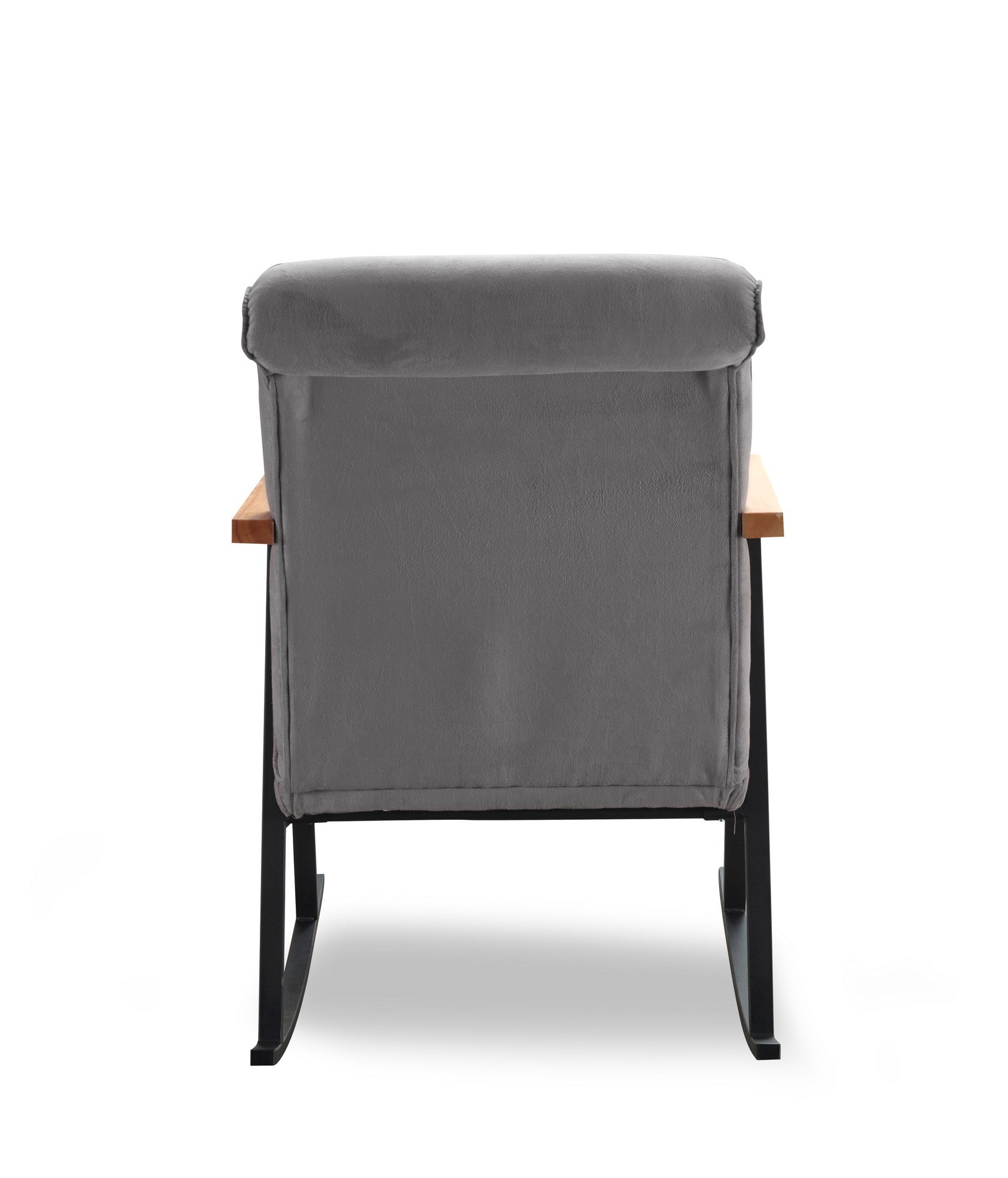 Cadeira de balanço moderna, cinza, estrutura 100% metal, forro de algodão fácil de limpar, altura total de 96 cm, elegante e funcional para decoração de casa e hotel
