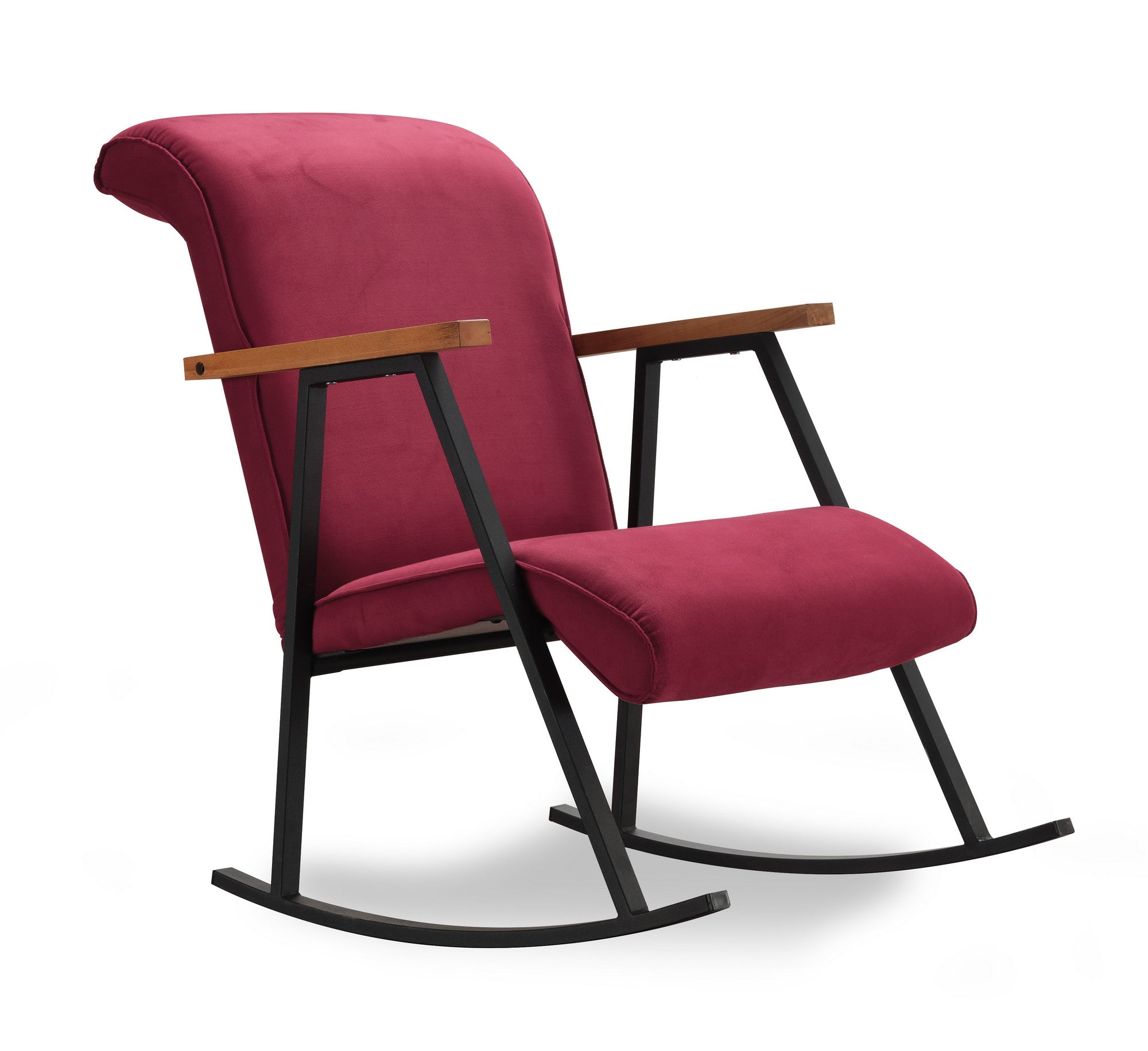 Cadeira de balanço elegante na cor marrom, estrutura 100% metal, forro de algodão fácil de limpar, 96 cm de altura, perfeita para hotéis e residências modernas, design durável