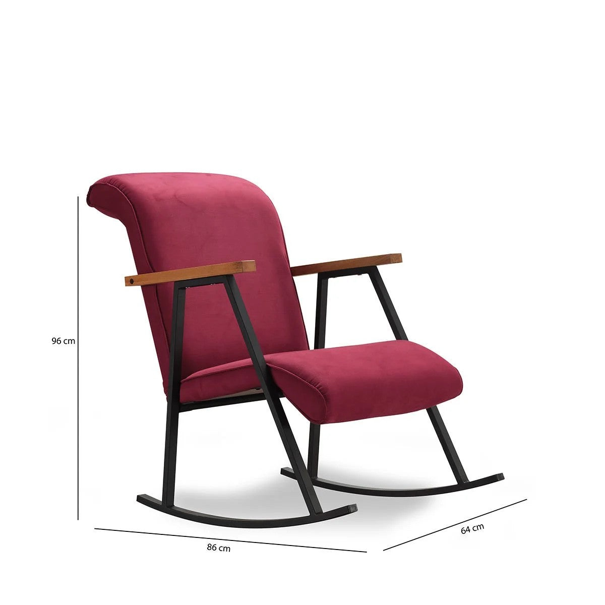 Cadeira de balanço elegante na cor marrom, estrutura 100% metal, forro de algodão fácil de limpar, 96 cm de altura, perfeita para hotéis e residências modernas, design durável