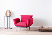 Poltrona moderna com braços – 90 x 95 x 80 cm – vermelho escuro – tecido de linho
