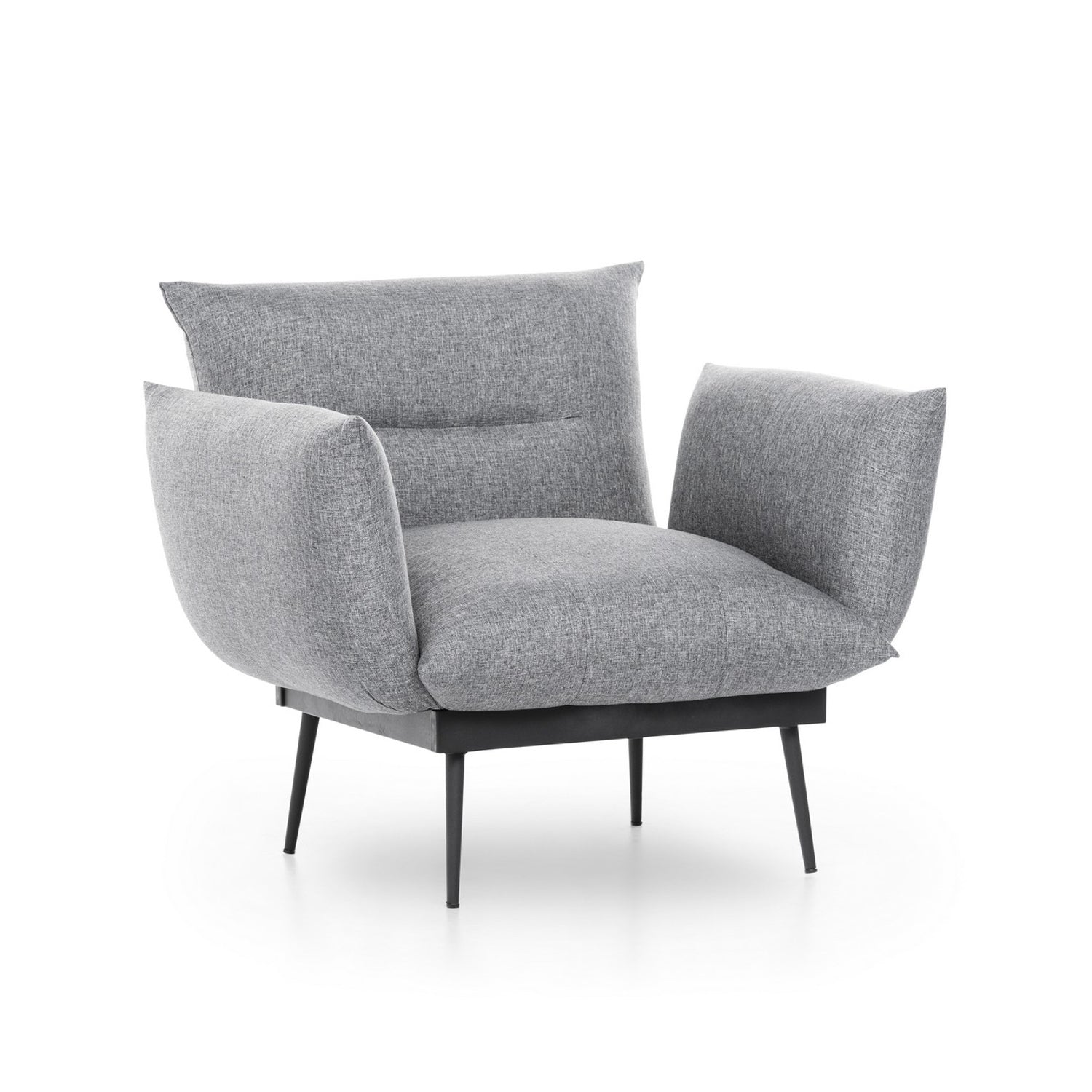 Poltrona moderna – 90 x 95 x 80 cm – Cinza – Tecido de linho