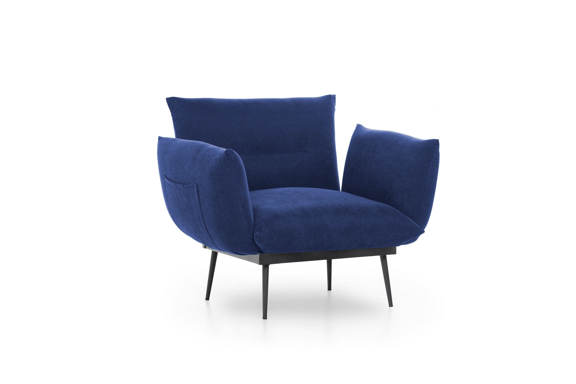 Poltrona moderna – 90 x 95 x 80 cm – azul-marinho – metal