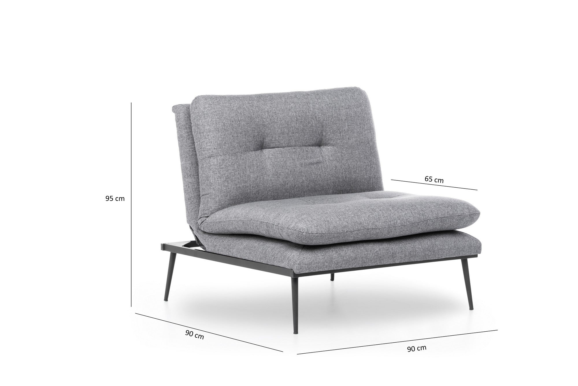 Poltrona moderna com asas – 90 x 95 x 90 cm – cinza – tecido de linho