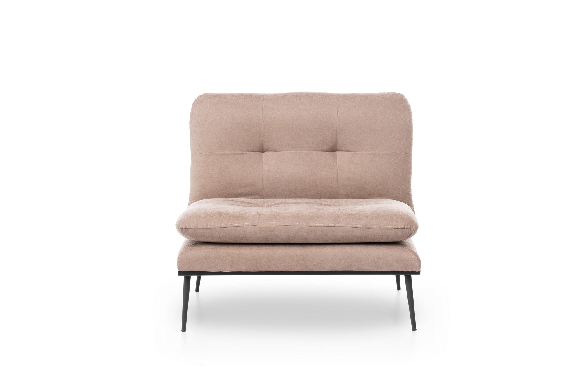 Poltrona moderna – 90x95x90 cm – cor vison – estrutura 100% metal, tecido de linho
