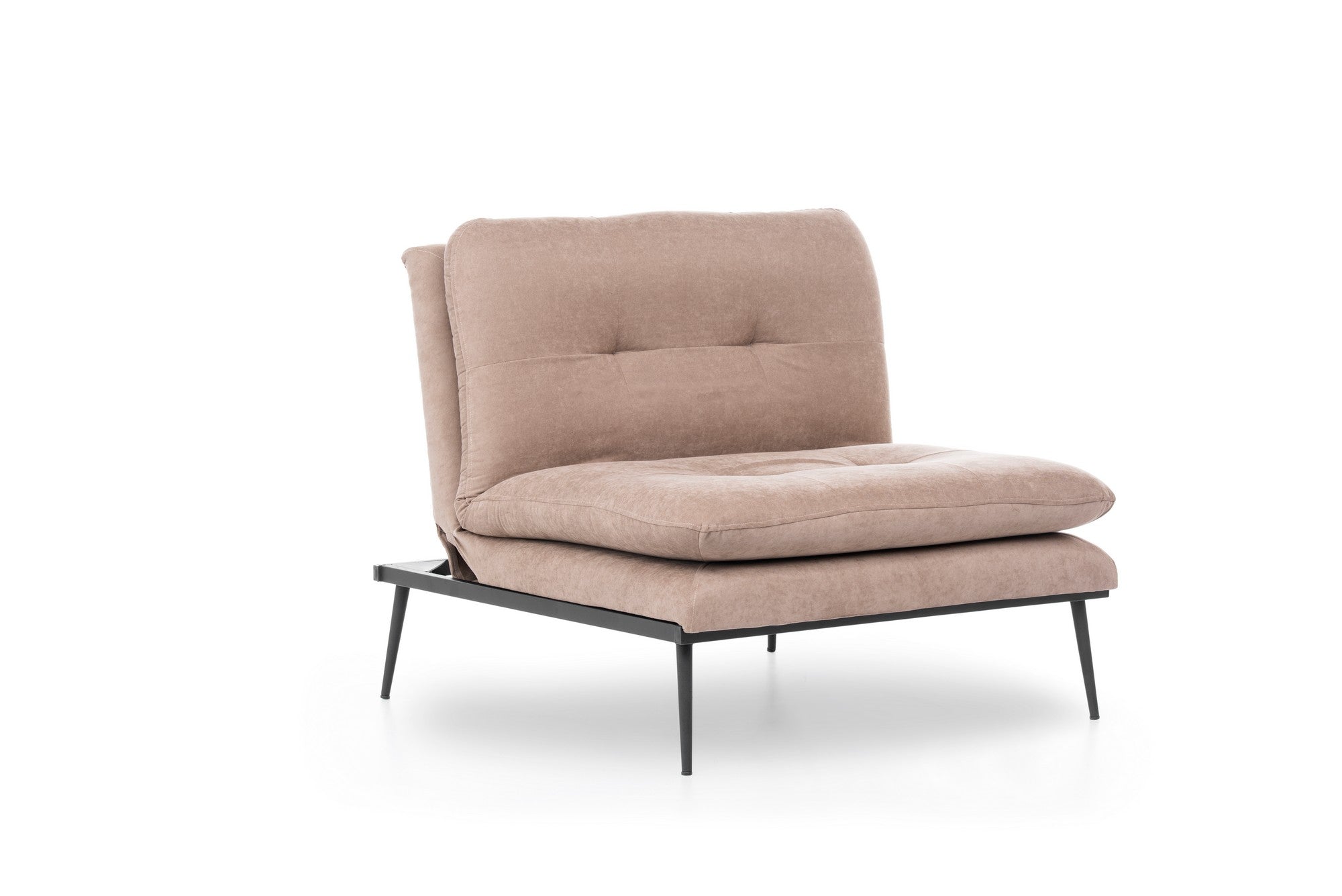 Poltrona moderna – 90x95x90 cm – cor vison – estrutura 100% metal, tecido de linho