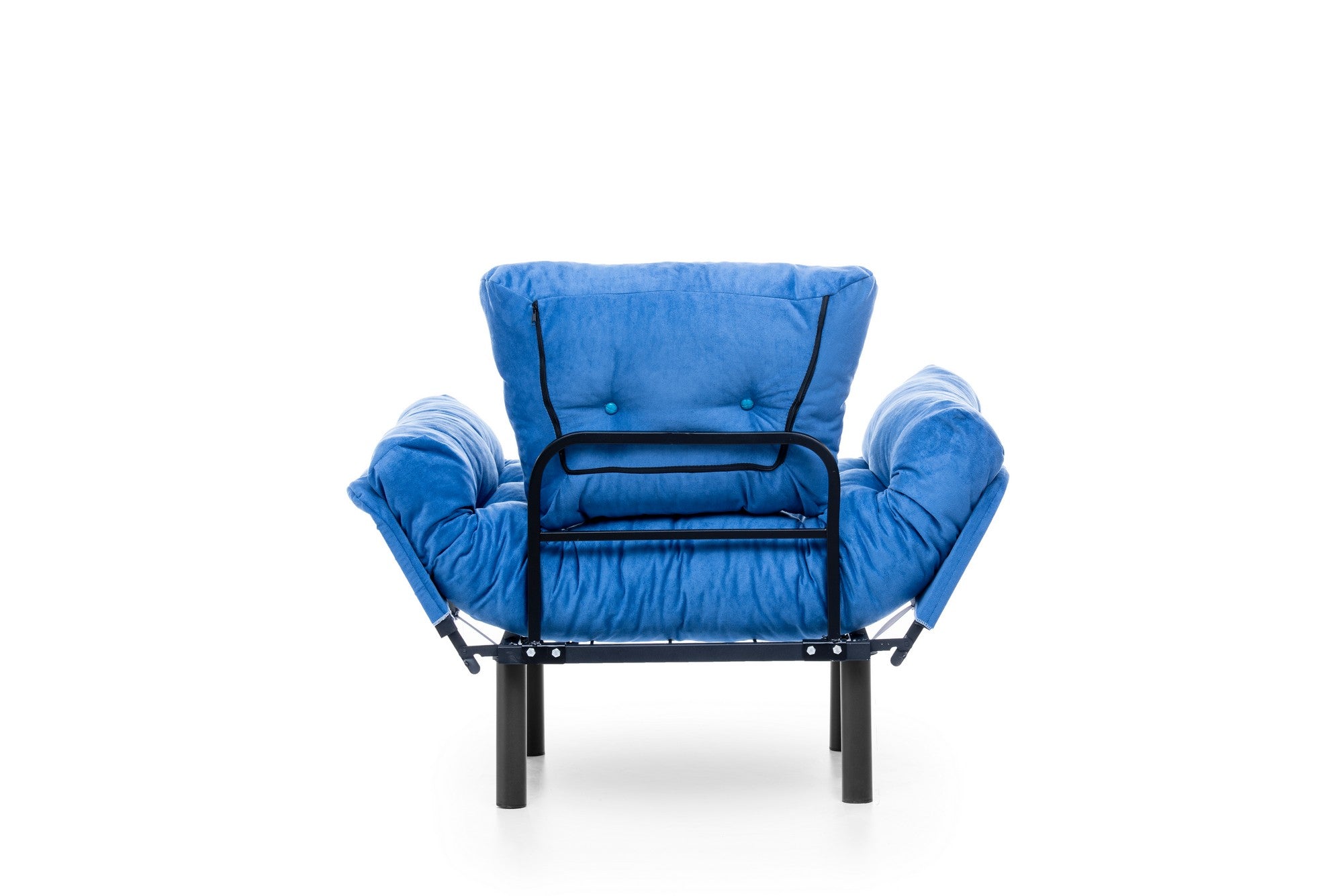 Poltrona moderna com asas – 95 x 85 x 70 cm – azul – tecido de poliéster