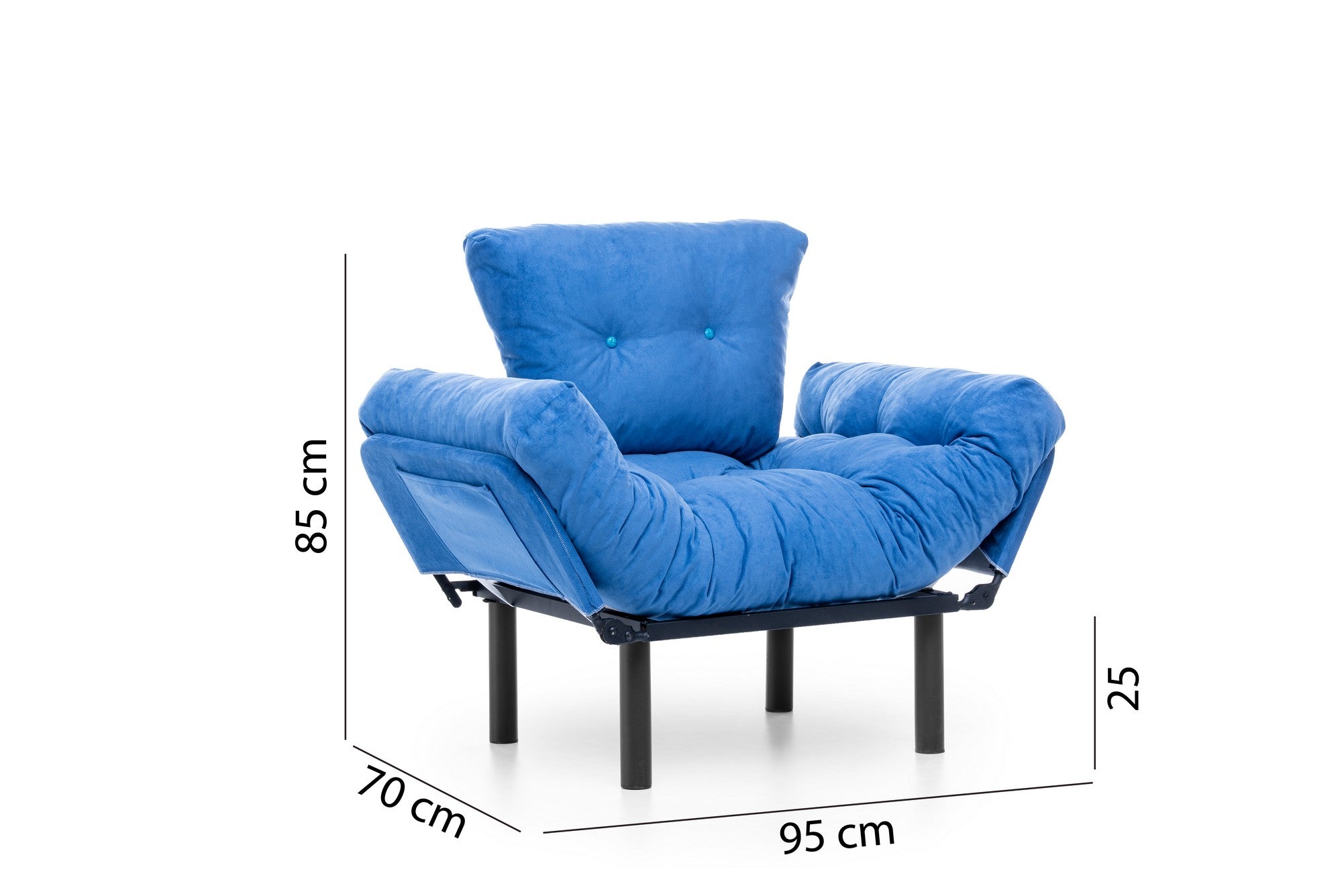 Poltrona moderna com asas – 95 x 85 x 70 cm – azul – tecido de poliéster