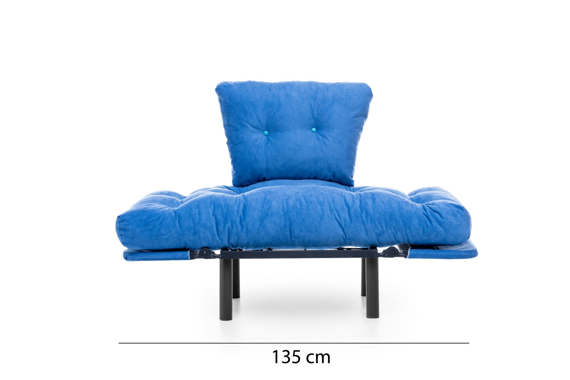 Poltrona moderna com asas – 95 x 85 x 70 cm – azul – tecido de poliéster