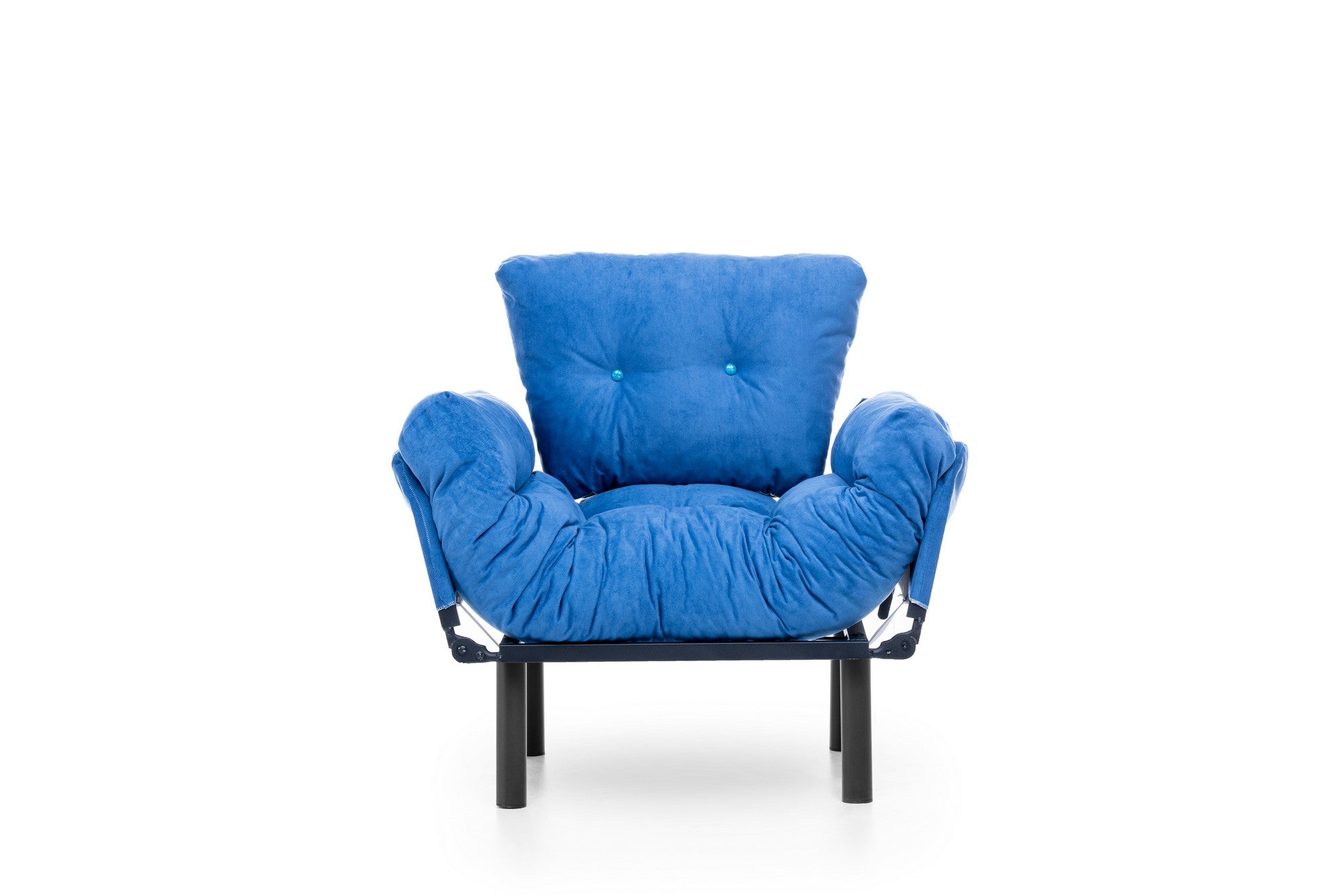 Poltrona moderna com asas – 95 x 85 x 70 cm – azul – tecido de poliéster