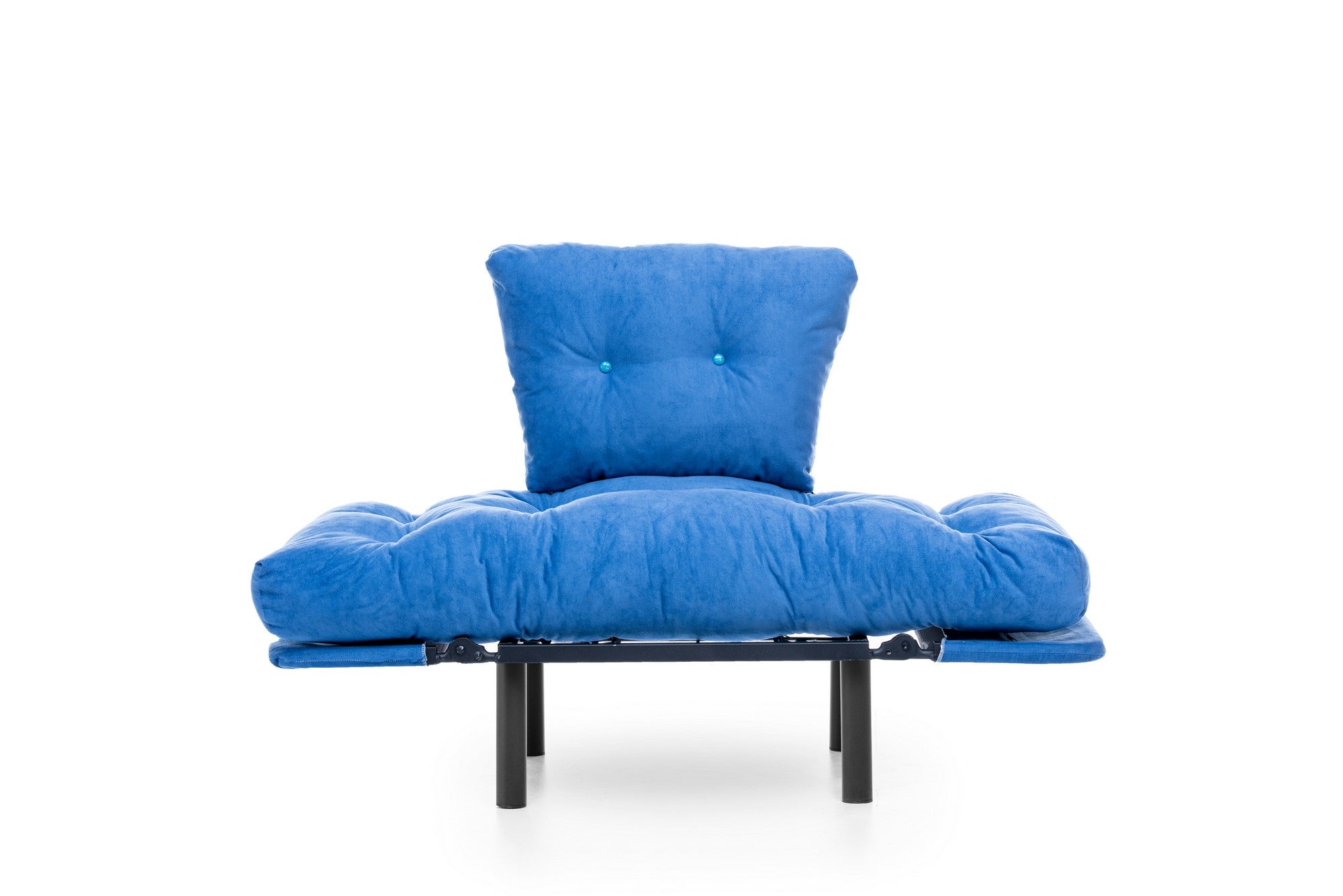 Poltrona moderna com asas – 95 x 85 x 70 cm – azul – tecido de poliéster