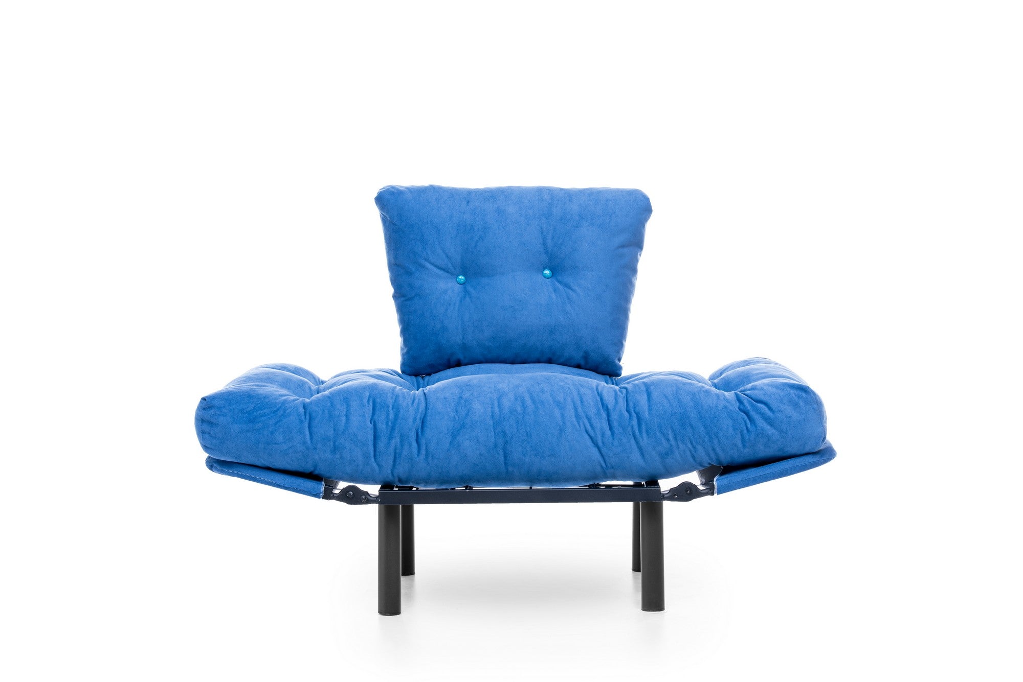Poltrona moderna com asas – 95 x 85 x 70 cm – azul – tecido de poliéster