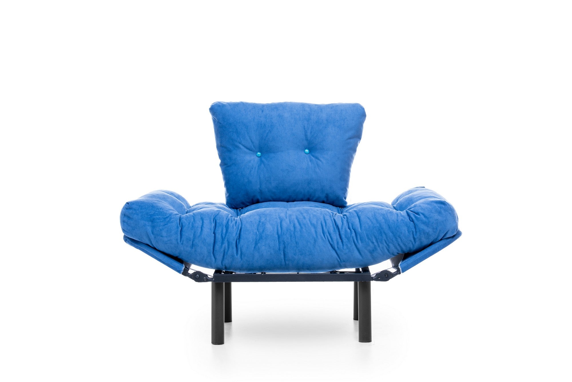 Poltrona moderna com asas – 95 x 85 x 70 cm – azul – tecido de poliéster