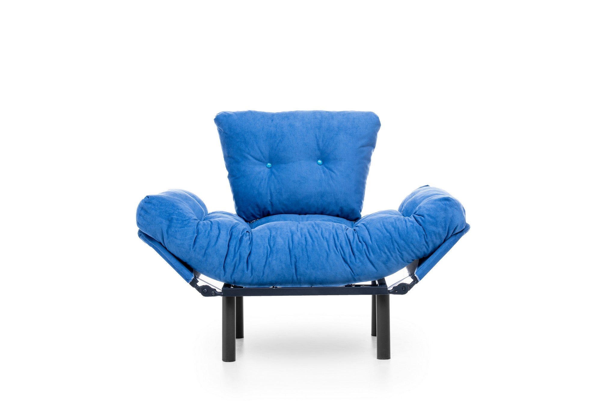 Poltrona moderna com asas – 95 x 85 x 70 cm – azul – tecido de poliéster