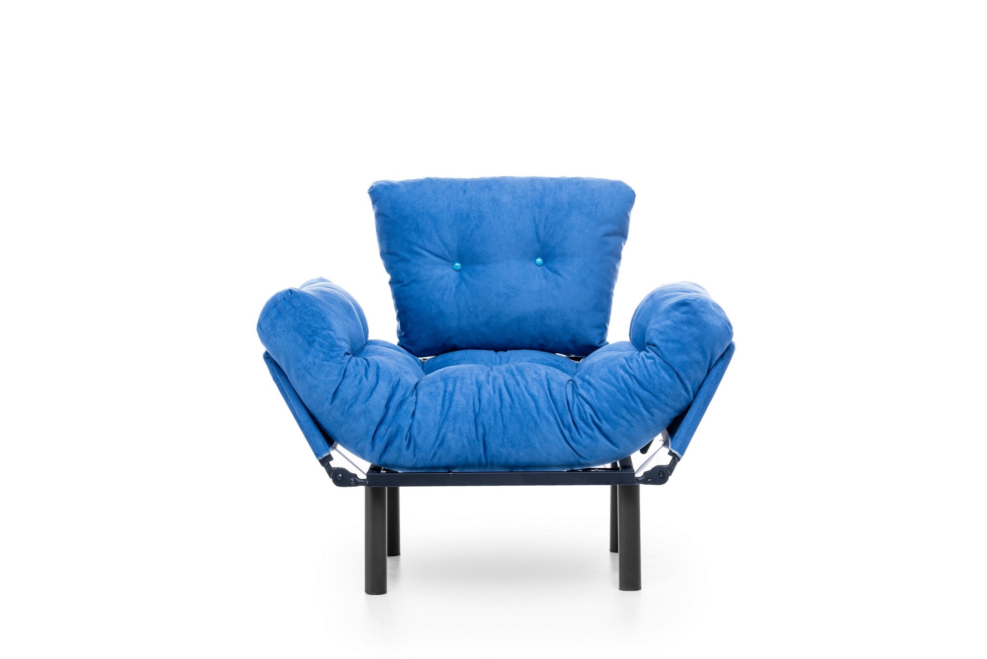 Poltrona moderna com asas – 95 x 85 x 70 cm – azul – tecido de poliéster
