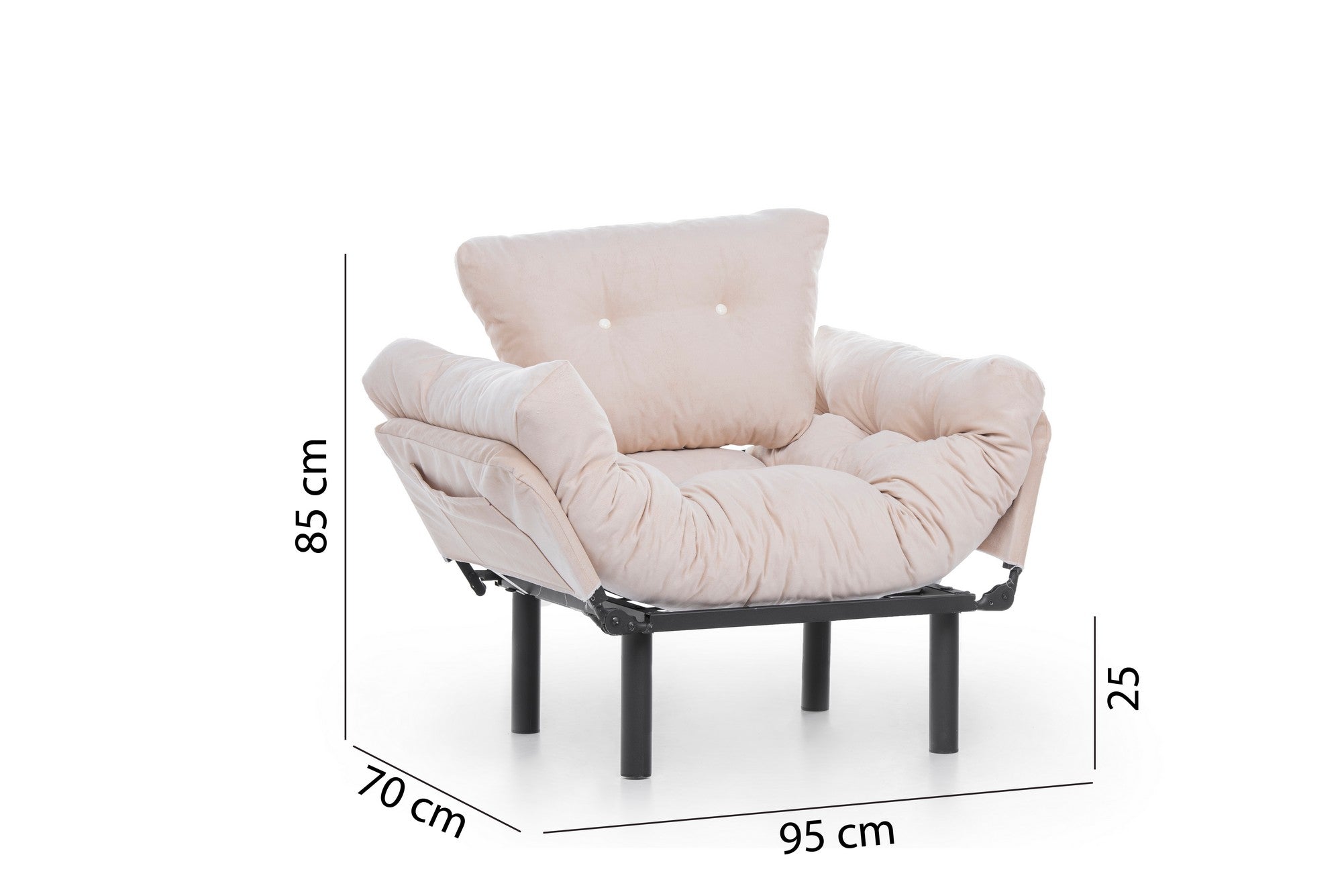Poltrona moderna – 95 x 85 x 70 cm – Creme – Poliéster