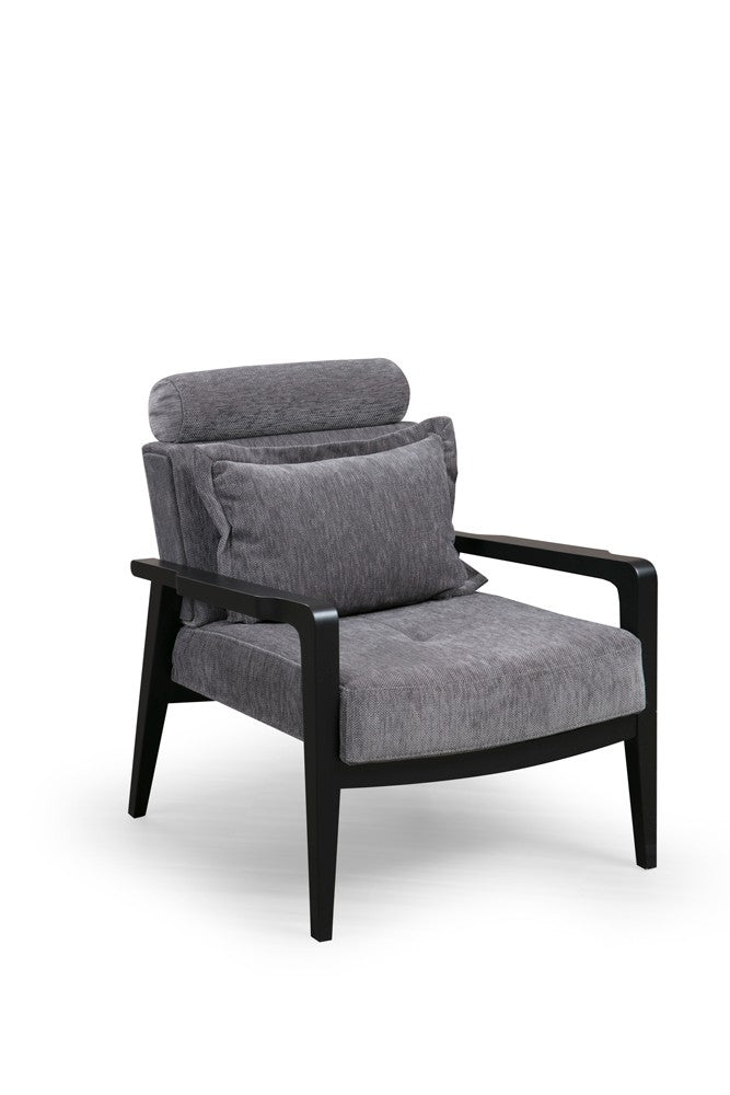 Poltrona moderna – 77x90x84 cm – cinza – madeira de faia