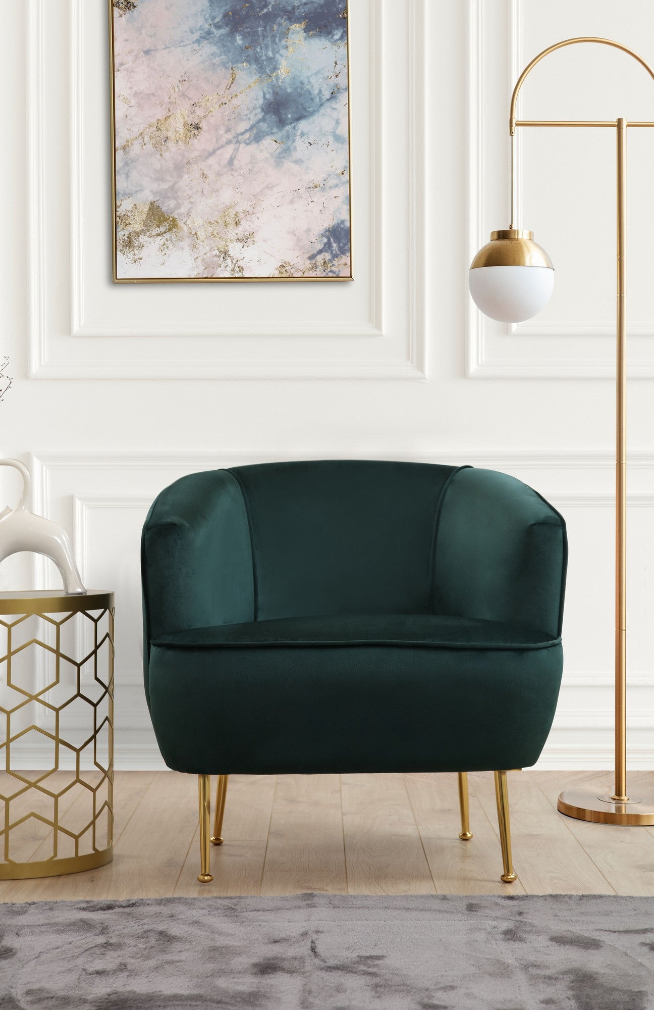 Poltrona – 83x75x72 cm – Verde – Madeira de Faia, Aglomerado, Poliéster, Metal