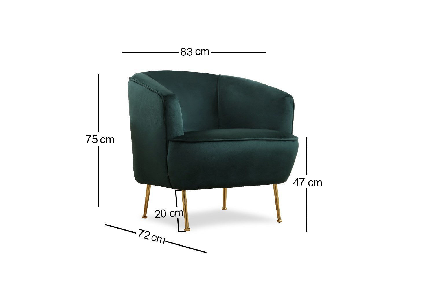 Poltrona – 83x75x72 cm – Verde – Madeira de Faia, Aglomerado, Poliéster, Metal