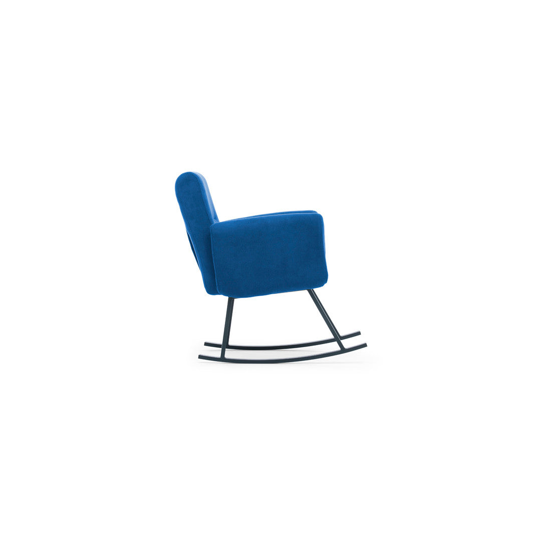 Cadeira de balanço azul moderna, estrutura 100% metálica, acabamento eletrostático resistente a arranhões | Almofada de espuma de alto DNS, encosto ajustável | Elegante e confortável