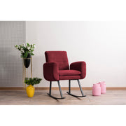 Cadeira de balanço moderna marrom, estrutura 100% metálica, encosto ajustável, almofadas de espuma de alto DNS | Elegante e durável para residências, hotéis e espaços industriais
