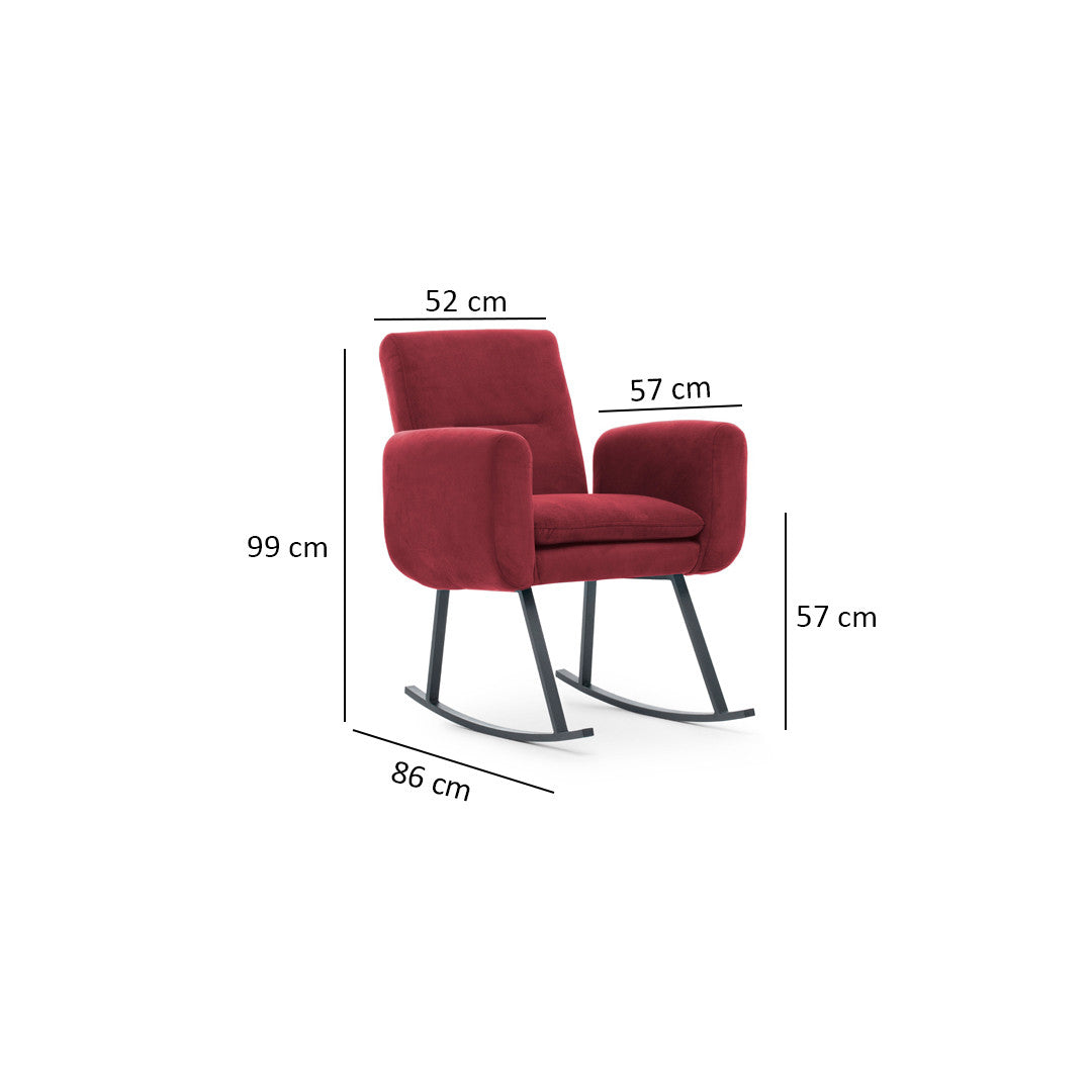 Cadeira de balanço moderna marrom, estrutura 100% metálica, encosto ajustável, almofadas de espuma de alto DNS | Elegante e durável para residências, hotéis e espaços industriais