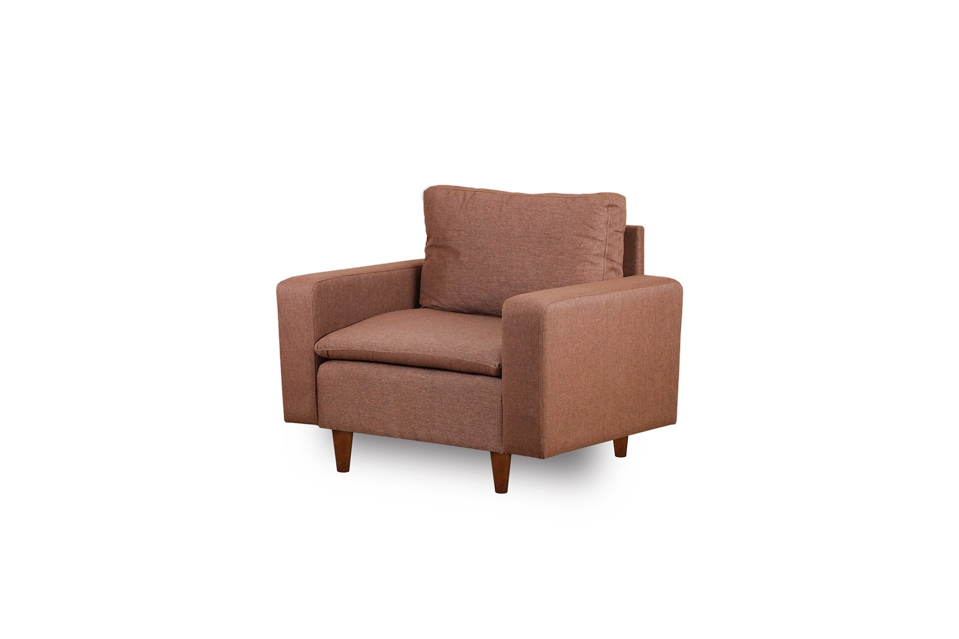Poltrona Elegante, Marrom Claro, 105 cm de Largura | Estrutura 100% Metal, Tecido 100% Poliéster, Espuma de Alto DNS e Almofada de Fibra de Silicone | Perfeita para Sala de Estar e Escritório