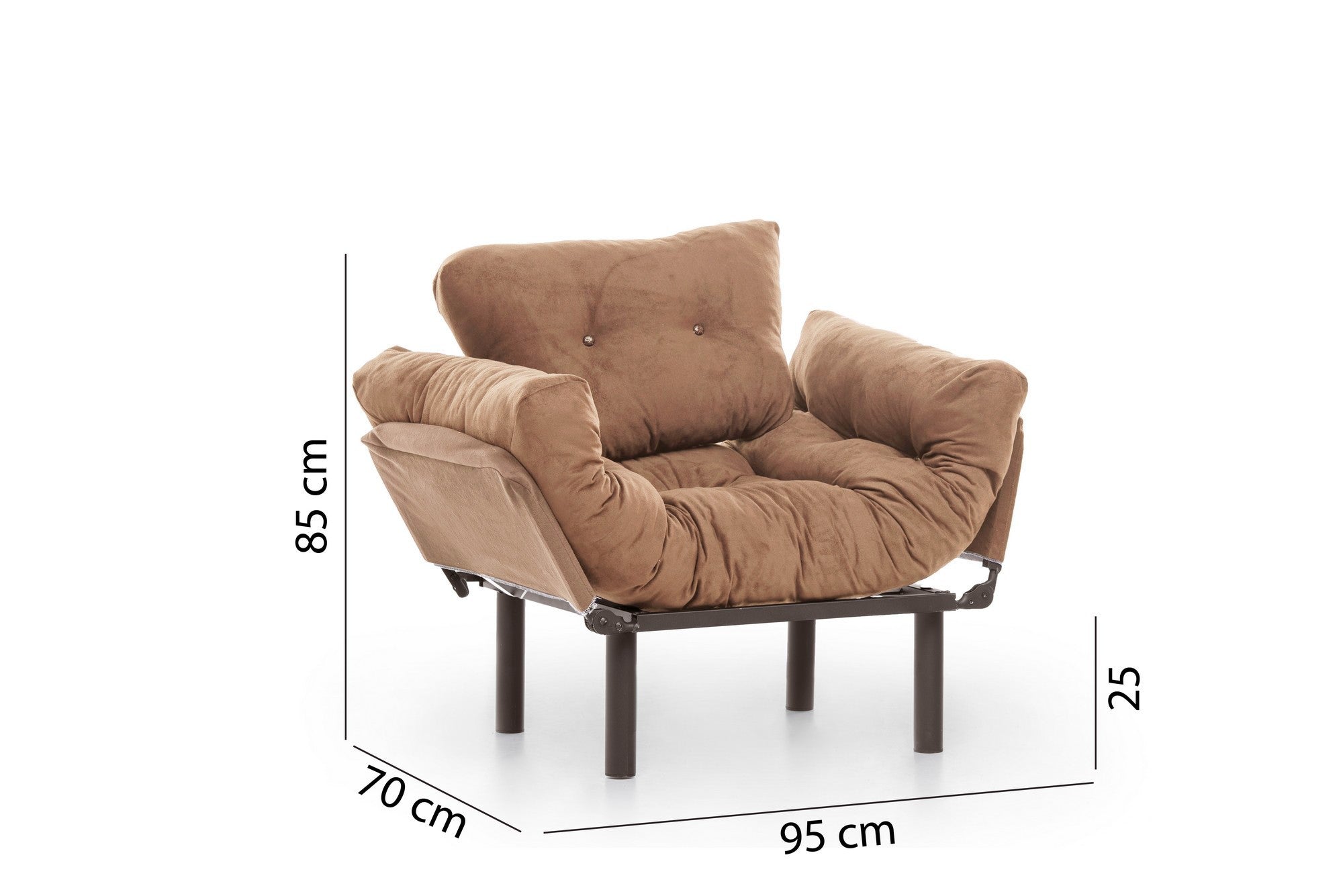 Poltrona – 95 x 85 x 70 cm – Castanho Claro – Metal e Poliéster
