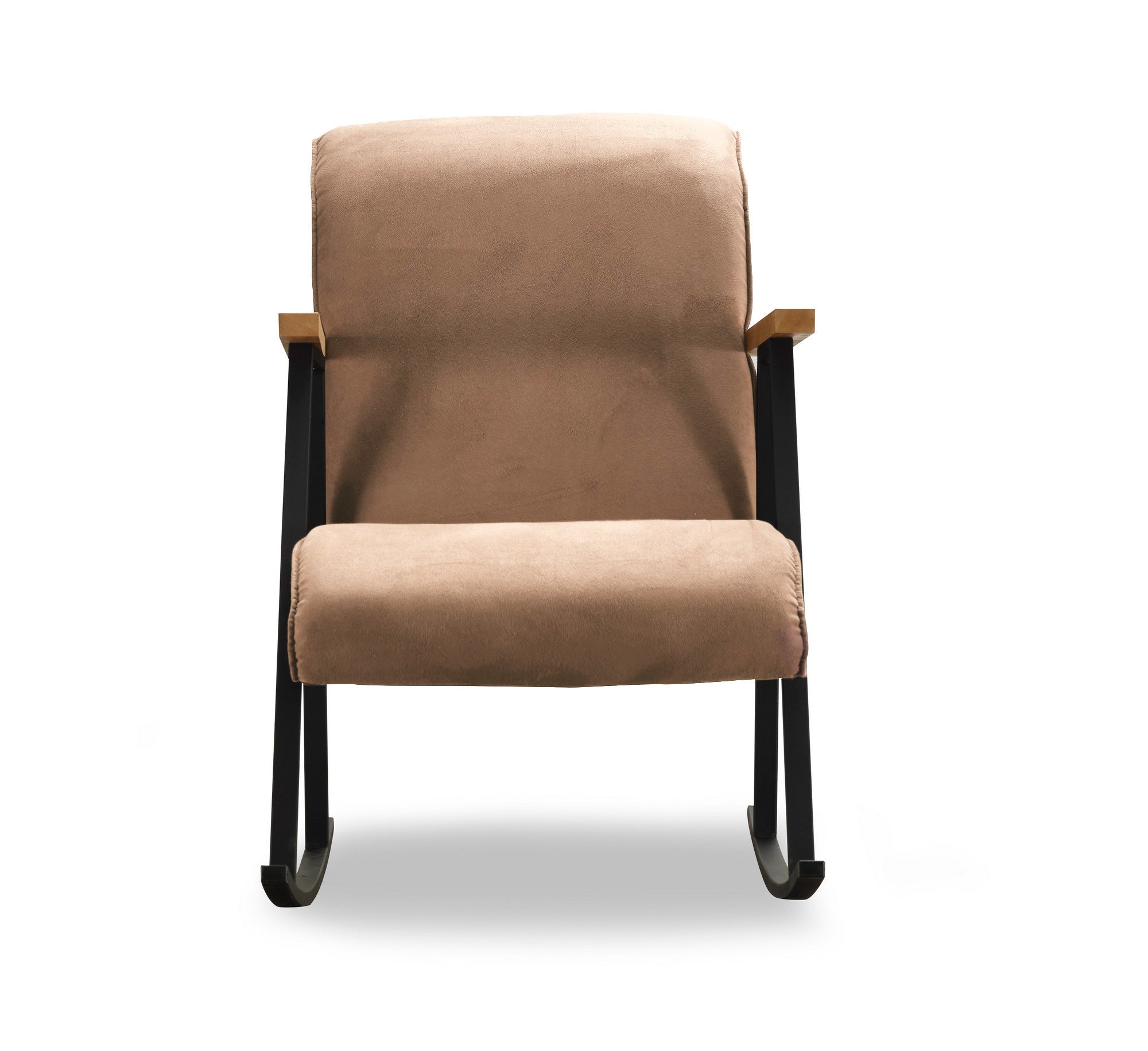 Cadeira de balanço estilosa, marrom claro, 96 cm de altura total | Estrutura 100% metal, forro de algodão fácil de limpar | Revestimento confortável de espuma e fibra, design moderno