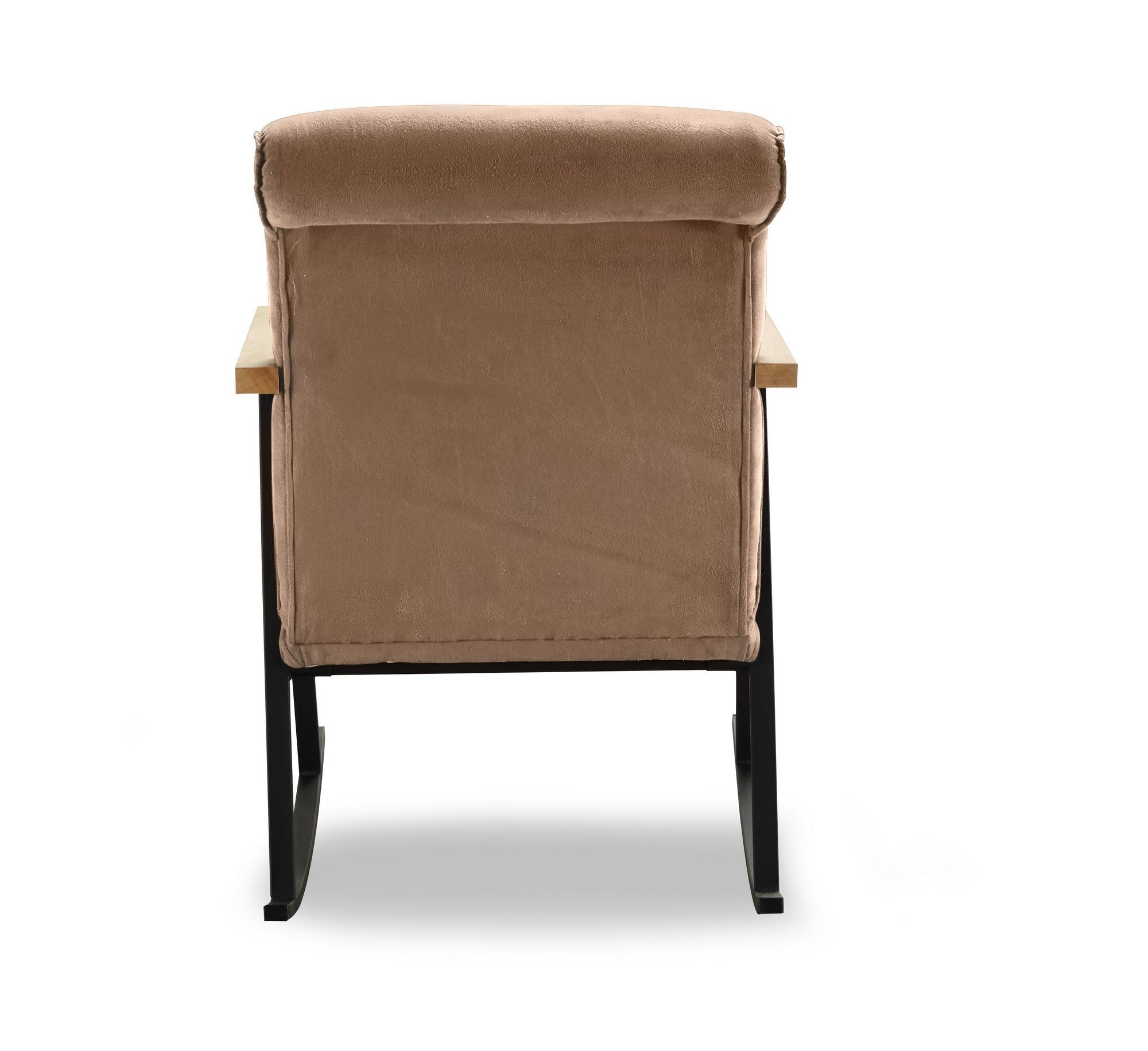 Cadeira de balanço estilosa, marrom claro, 96 cm de altura total | Estrutura 100% metal, forro de algodão fácil de limpar | Revestimento confortável de espuma e fibra, design moderno