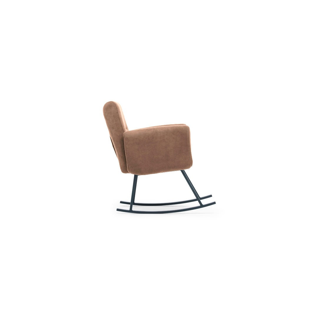 Cadeira de balanço estilosa, marrom claro, 99 cm de altura | Estrutura 100% metálica, almofadas de espuma de alto DNS, encosto ajustável em vários níveis | Perfeita para relaxar