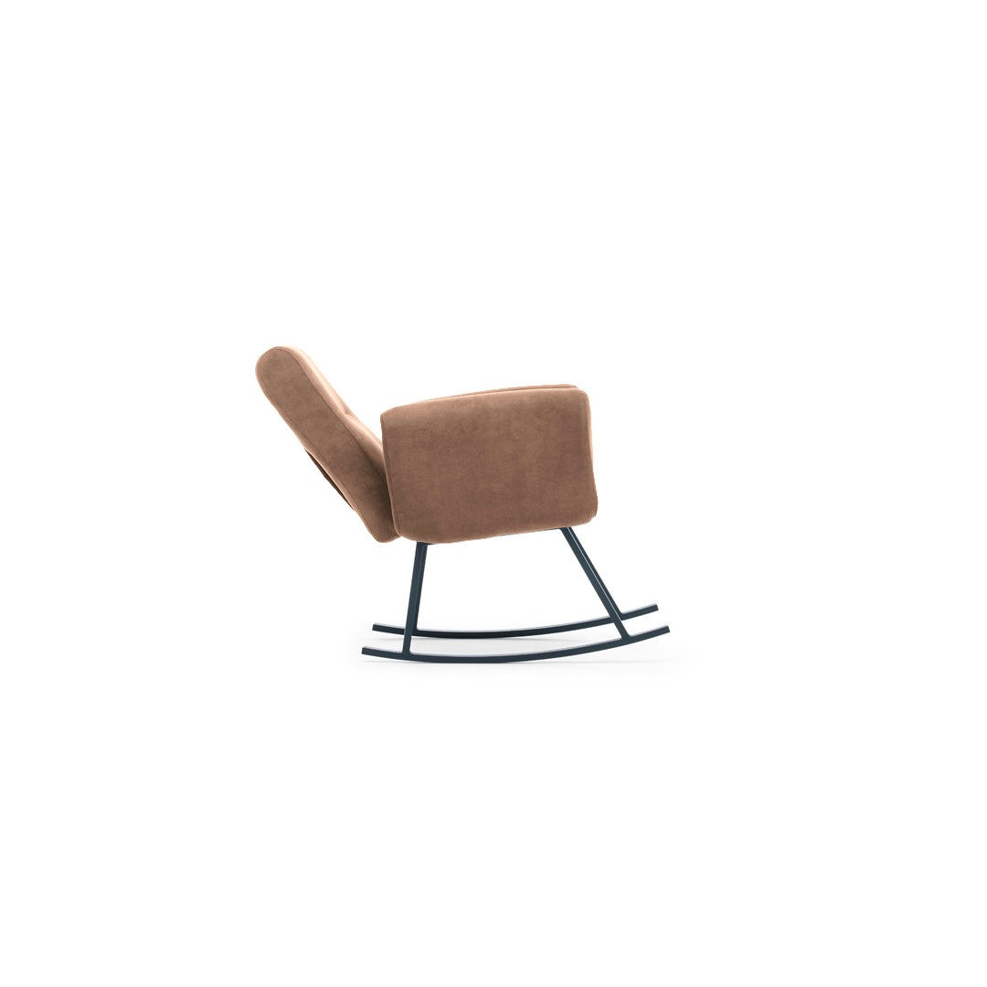 Cadeira de balanço estilosa, marrom claro, 99 cm de altura | Estrutura 100% metálica, almofadas de espuma de alto DNS, encosto ajustável em vários níveis | Perfeita para relaxar