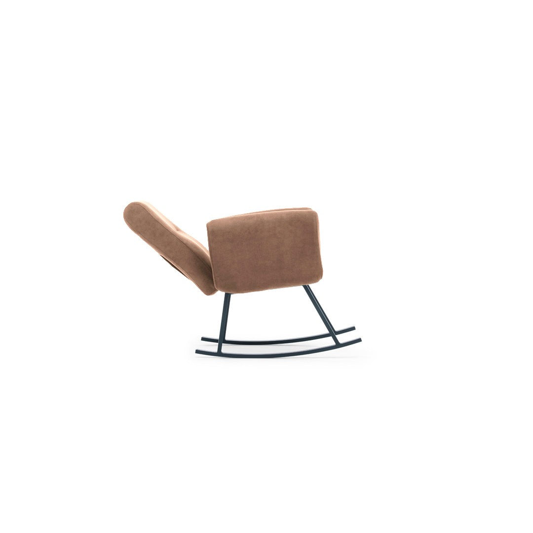 Cadeira de balanço estilosa, marrom claro, 99 cm de altura | Estrutura 100% metálica, almofadas de espuma de alto DNS, encosto ajustável em vários níveis | Perfeita para relaxar