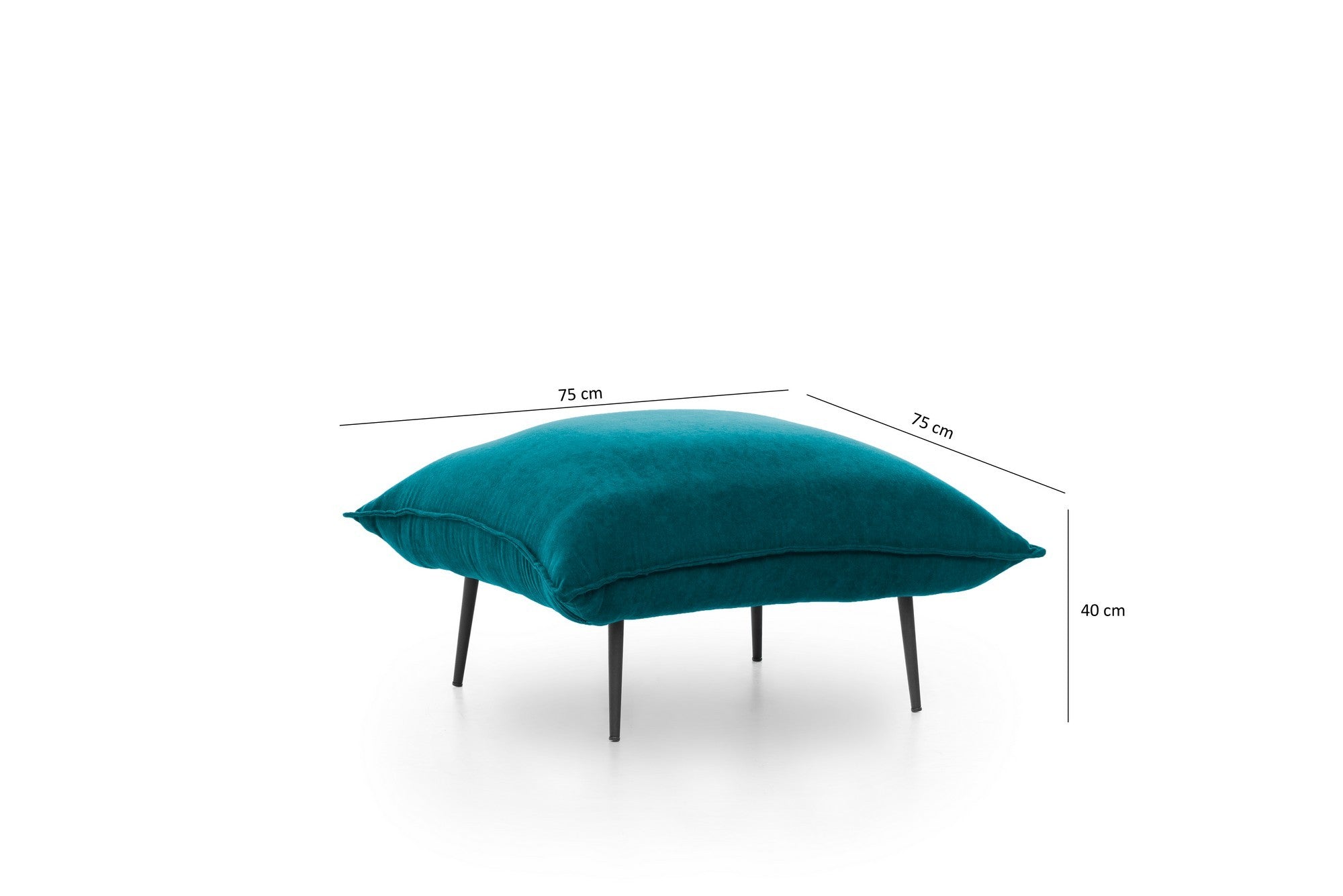 Toalha elegante em verde petróleo, 75 x 75 x 40 cm | Estrutura 100% metal, tecido de poliéster macio, espuma de alto DNS | Perfeito para decoração tradicional e industrial