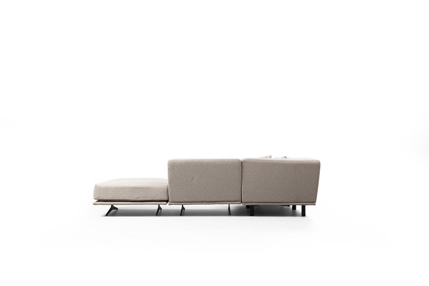 Sofá de canto elegante, bege, 302 x 80 x 302 cm | Estrutura em madeira de faia e aglomerado, 100% poliéster, espuma cinza macia e molas ensacadas | Design industrial moderno
