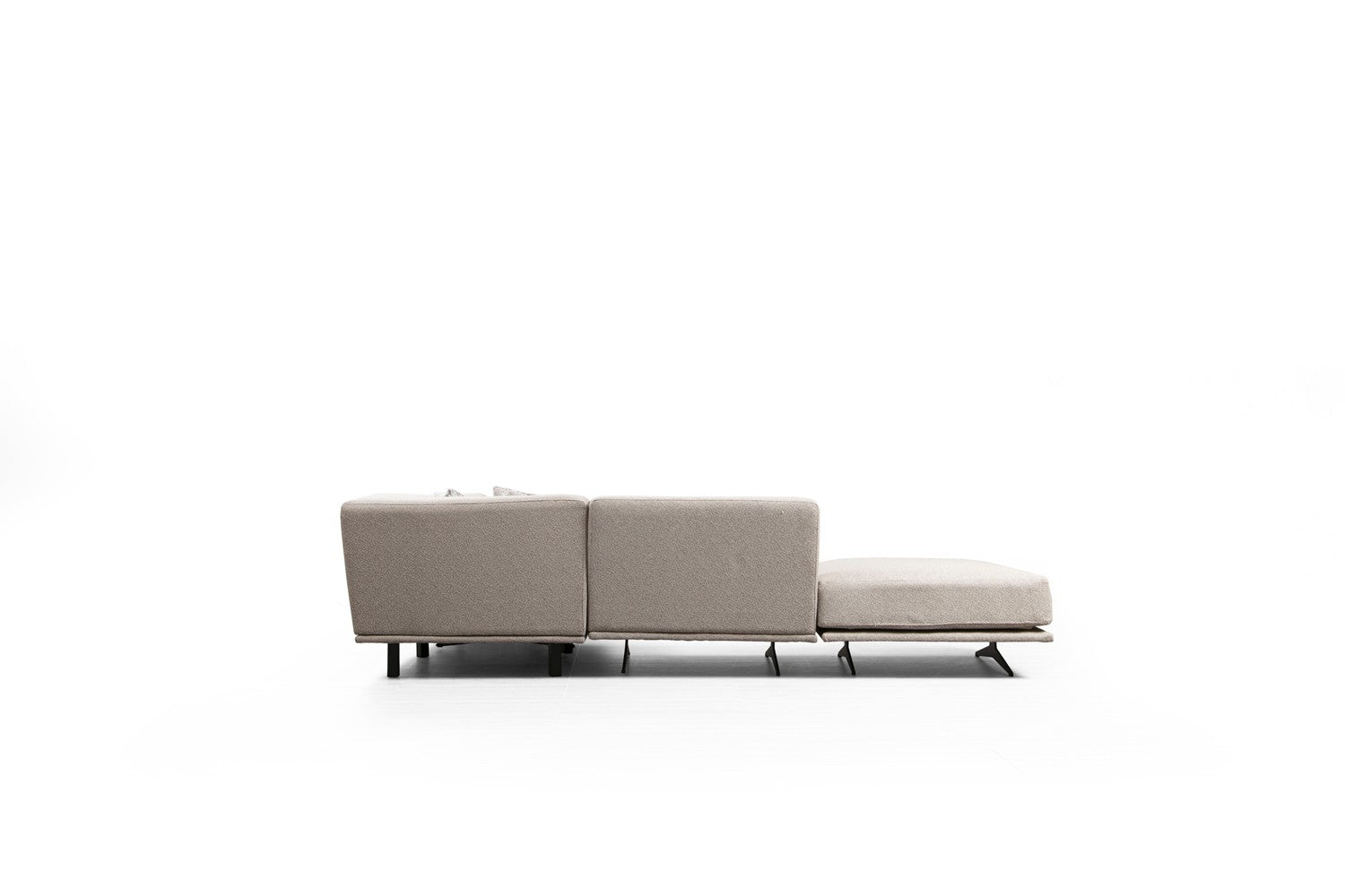 Sofá de canto elegante, bege, 302 x 80 x 302 cm | Estrutura em madeira de faia e aglomerado, 100% poliéster, espuma cinza macia e molas ensacadas | Design industrial moderno