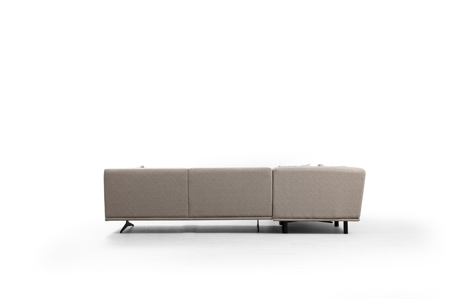 Sofá de canto elegante, bege, 302 x 80 x 302 cm | Estrutura em madeira de faia e aglomerado, 100% poliéster, espuma cinza macia e molas ensacadas | Design industrial moderno