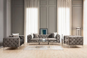 Sofá moderno de 2 lugares, antracite, 197 x 90 x 70 cm | Estrutura em madeira de faia e aglomerado, pernas cromadas | 100% poliéster, inclui 2 almofadas, elegante e confortável