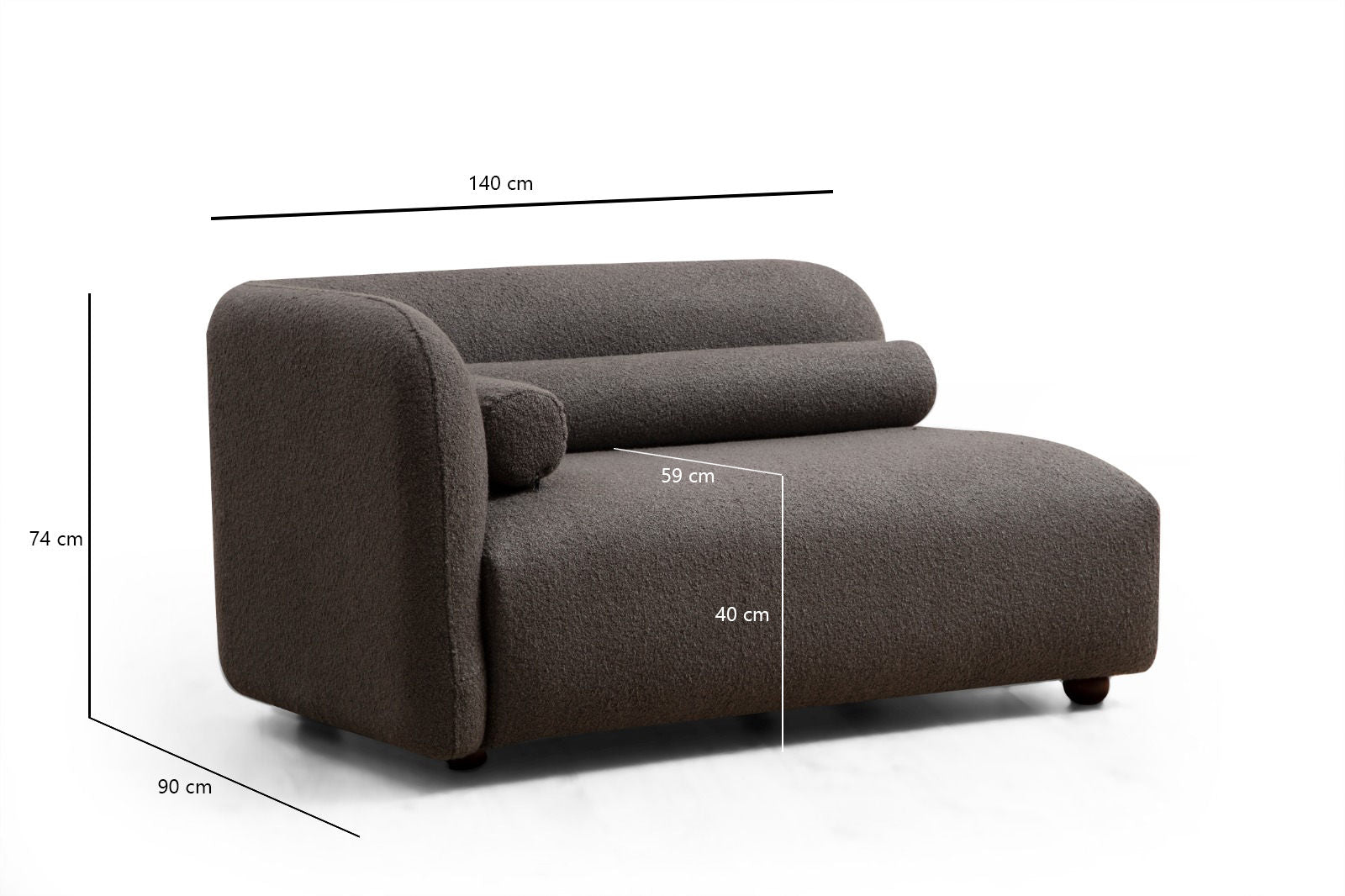 Sofá moderno de 3 lugares, tecido cinza, 228 x 90 x 74 cm | Estrutura de madeira de faia, pernas de nogueira, 2 almofadas incluídas | Elegante e confortável para casa e hotel