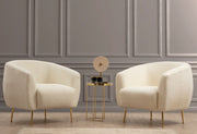 Poltrona Elegante – 70 cm x 82 cm x 80 cm – Creme – Madeira de Faia e Aglomerado