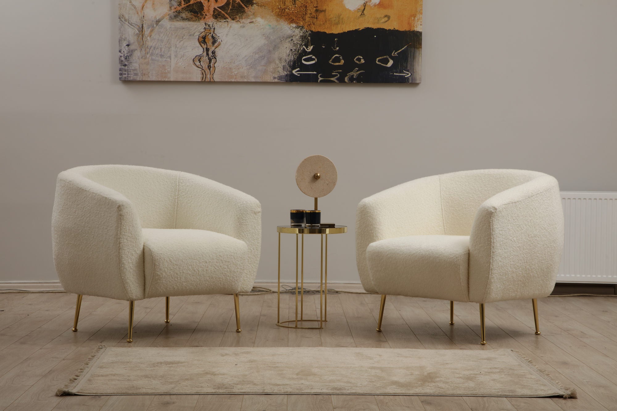 Poltrona Elegante – 70 cm x 82 cm x 80 cm – Creme – Madeira de Faia e Aglomerado