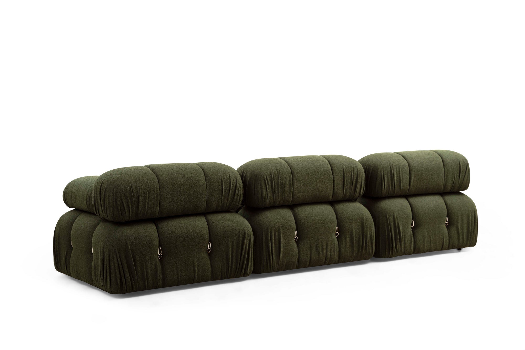 Sofá de canto elegante e verde, 288x190x95 cm | Estrutura em madeira de faia e aglomerado, 100% poliéster, encosto e braço removíveis | Perfeito para decoração escandinava e hoteleira