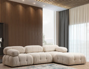 Sofá de canto elegante, creme, 288 x 190 x 95 cm | Estrutura em madeira de faia e aglomerado, 100% poliéster, encosto e braço removíveis | Perfeito para casas escandinavas