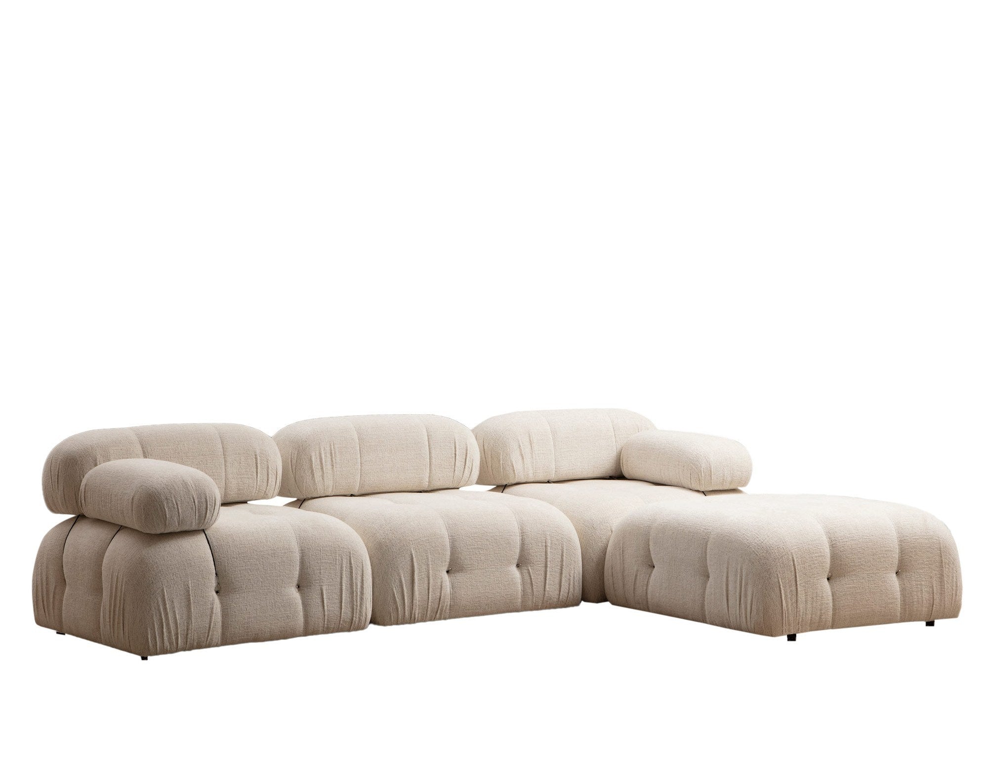 Sofá de canto elegante, creme, 288 x 190 x 95 cm | Estrutura em madeira de faia e aglomerado, 100% poliéster, encosto e braço removíveis | Perfeito para casas escandinavas