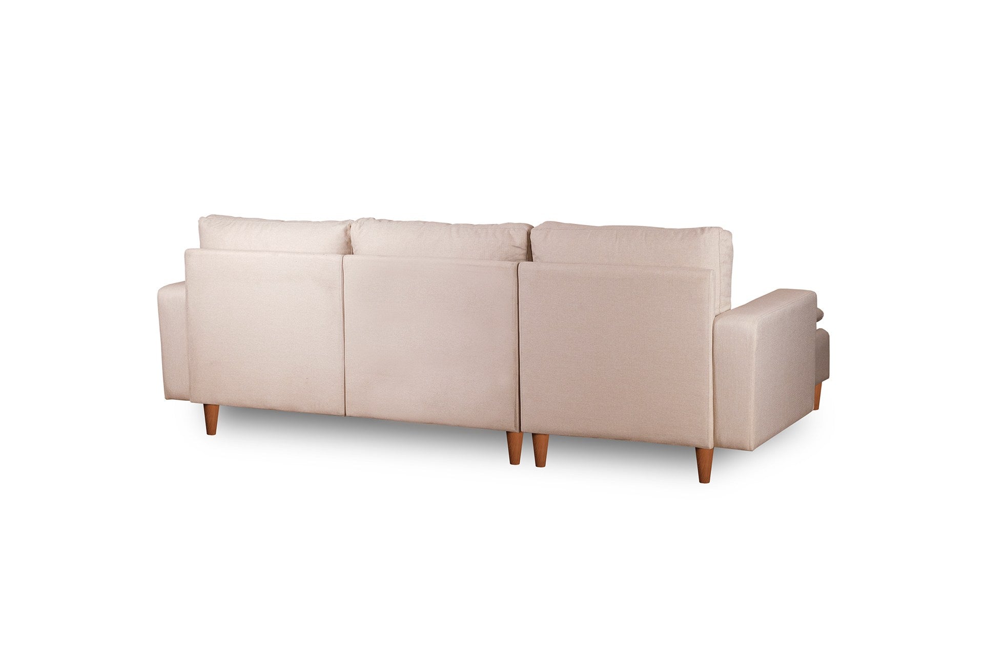Sofá de canto elegante em tom creme, estrutura 100% metálica, 225 cm de largura, chaise longue de 154 cm, almofadas de espuma de alto DNS e fibra de silicone | Perfeito para salas de estar modernas