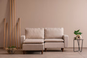 Sofá de canto elegante em creme, estrutura 100% metálica, assento com 150 cm de largura e 52 cm de profundidade | Almofadas de espuma de alto DNS e fibra de silicone | Perfeito para salas de estar modernas